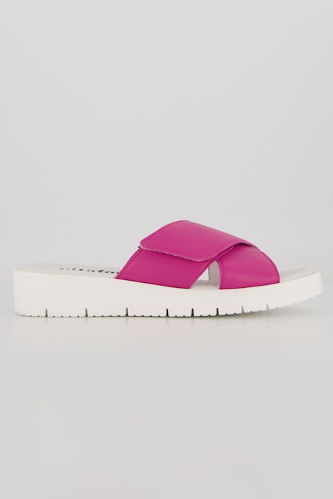 Vitaform Leder-Pantoletten, Klettriegel, Weite H