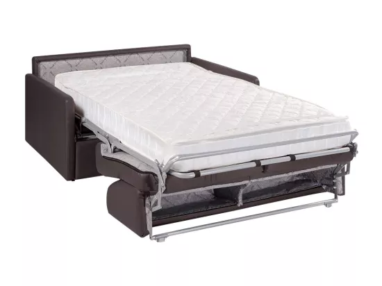 Canapé 2 places convertible express en simili taupe - Couchage 120 cm - Matelas 18 cm CALIFE