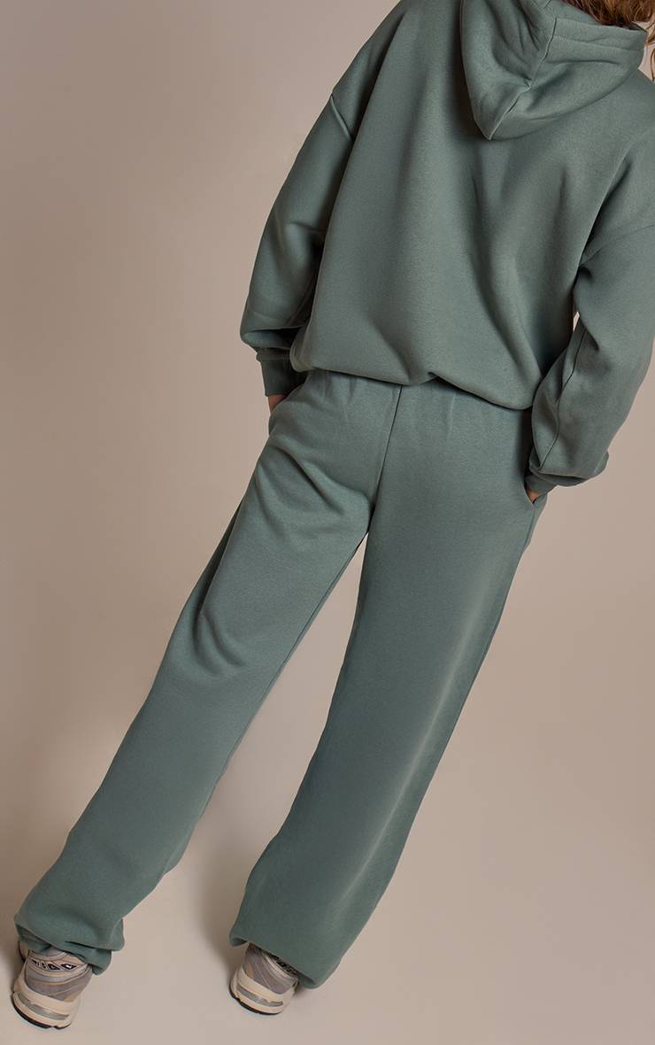 Vert Sauge Prettylittlething Jogging Jambes Droites Gaufré Athletics Club