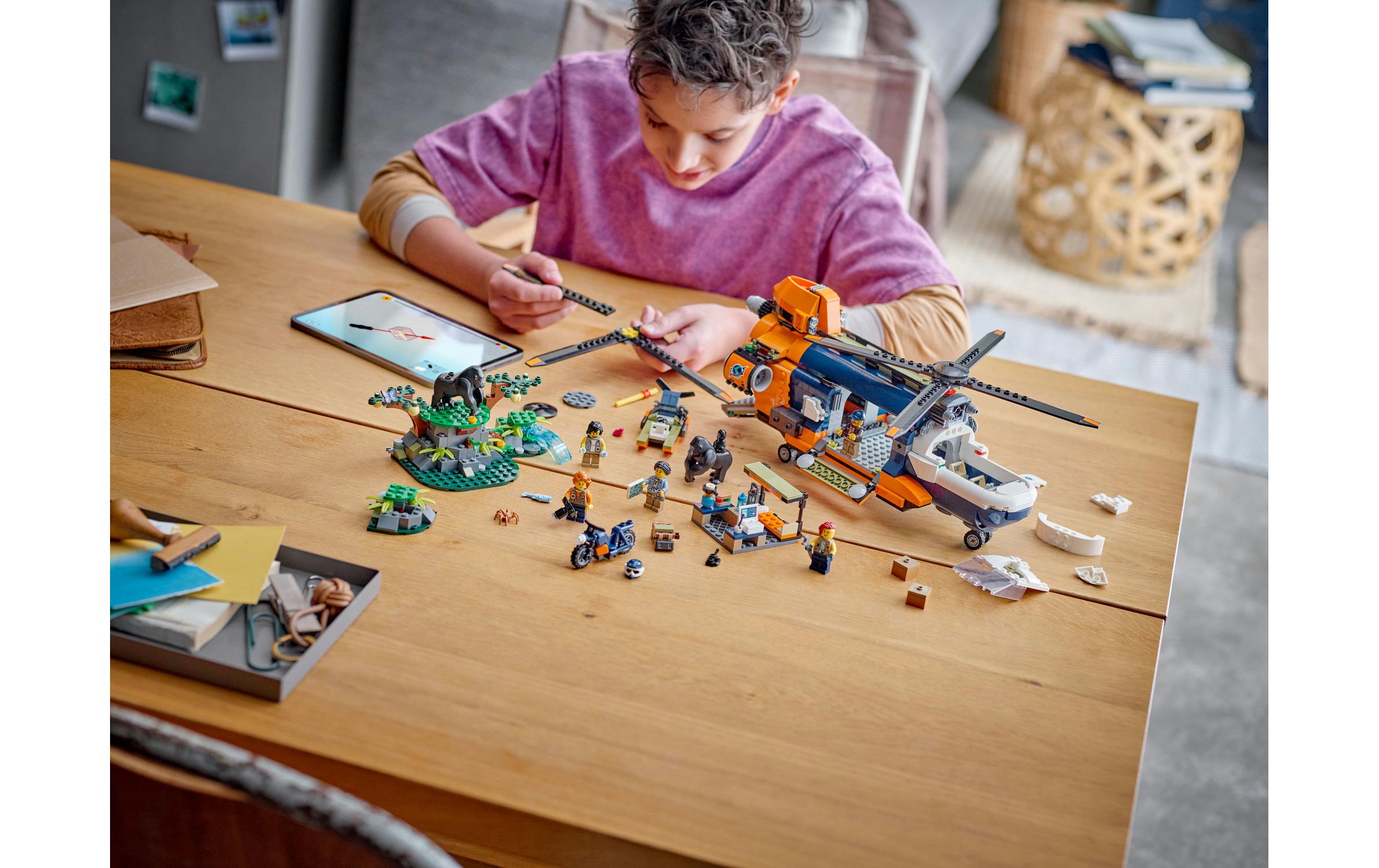 City Dschungelforscher-Hubschrauber 60437Spielset mit detailgetreuem Tandemhubschrauber