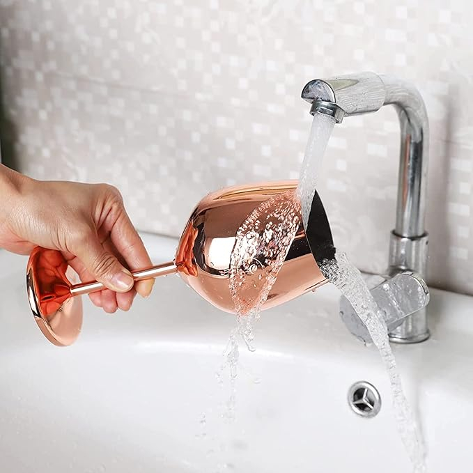 (500ml) Edelstahl Wein Glas Metallic Weinkelch Trinkglas für Rotwein / Weisswein / Cocktails - Roségold