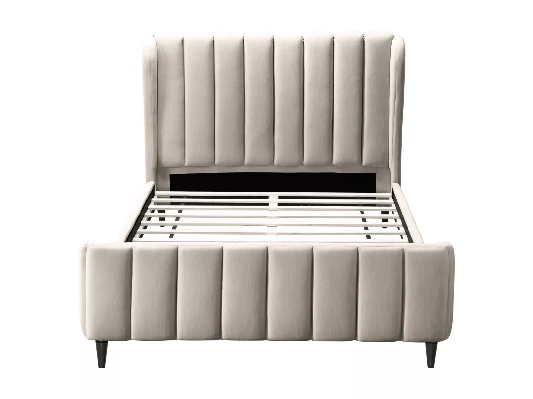 Lit 140 x 190 cm - Tissu avec coutures verticales - Beige - CASAGOTI