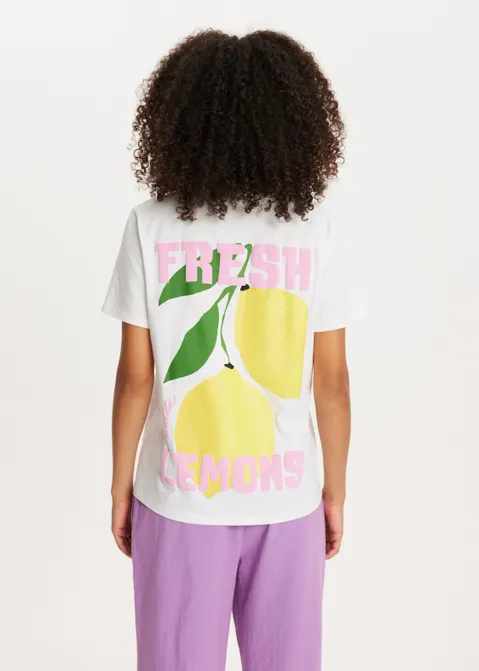 T-shirt met print fresh lemons wit (WIT)