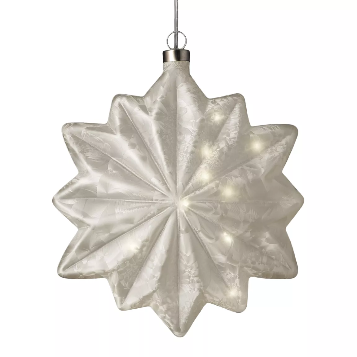 Fleur lumineuse en verre à piles 15 LED (D19 cm) Glacée Blanc chaud