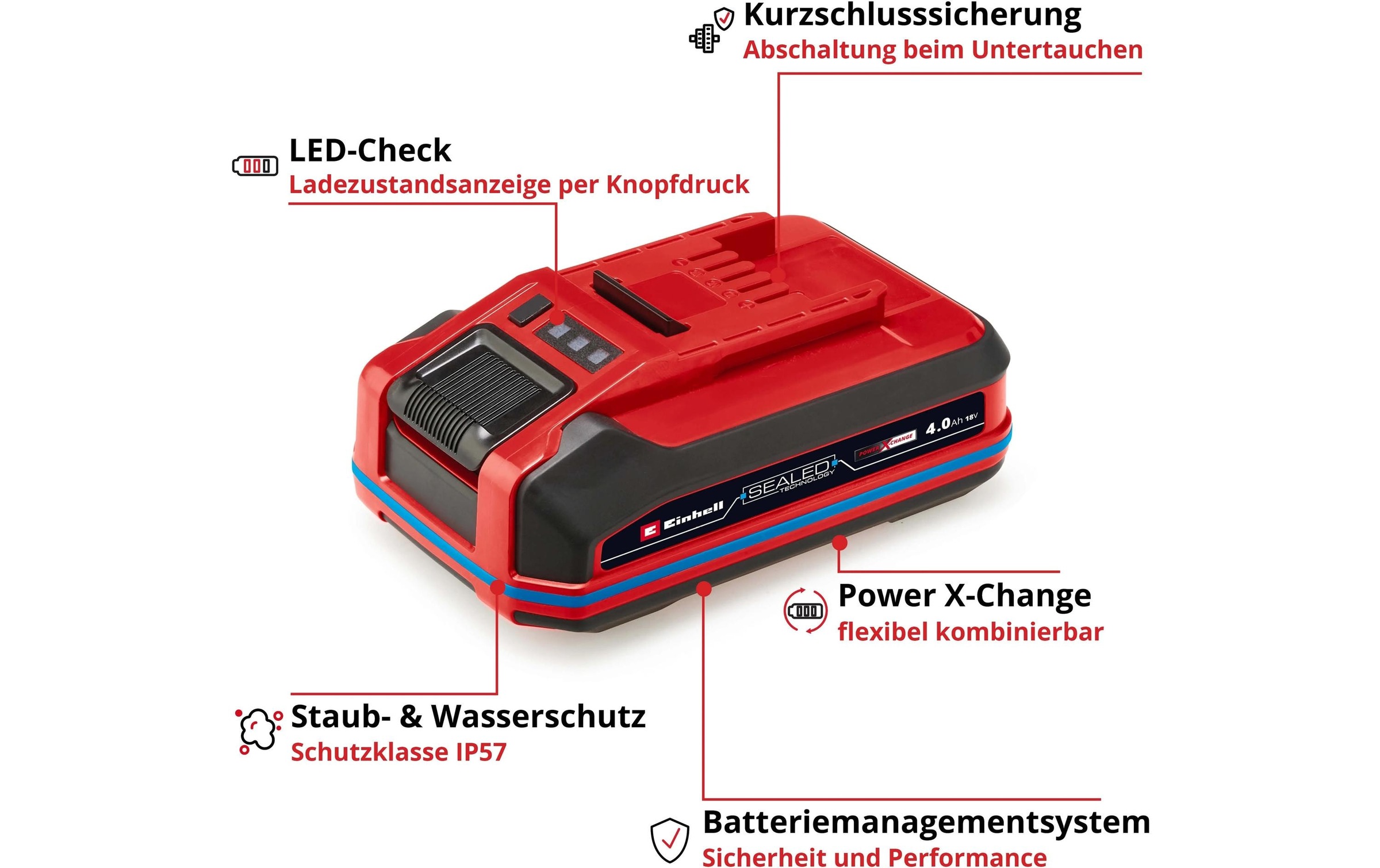 Einhell Akku »18 V 4.0Ah SEALED PXC Plus« 18,0