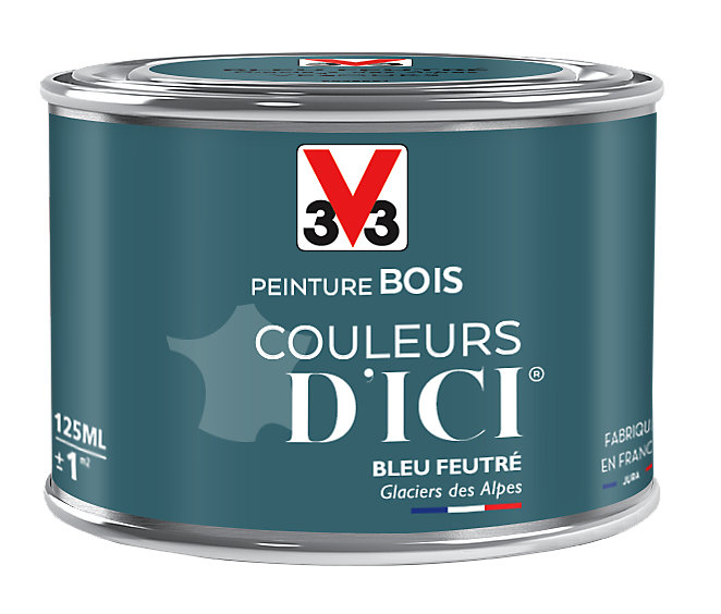 Peinture extérieure bois Couleurs d'ici bleu feutré Velours V33 0,125L