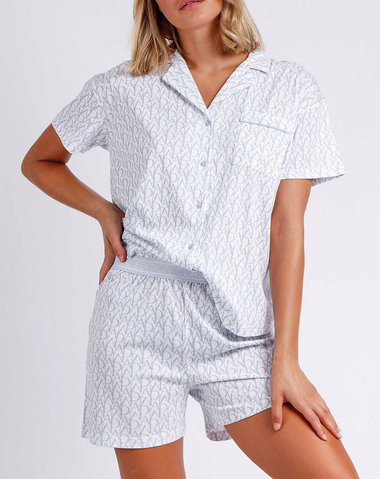 Admas Classic Pyjama bleu/blanc