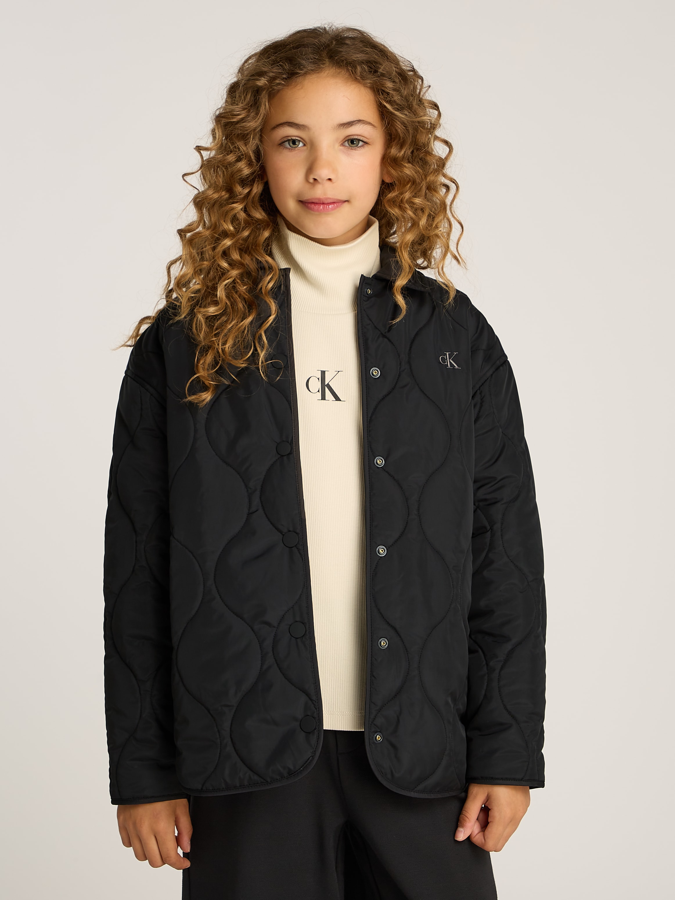 Calvin Klein Jeans Steppjacke »QUILTED OVERSHIRT« für Kinder bis 16 Jahre mit Logoschriftzug