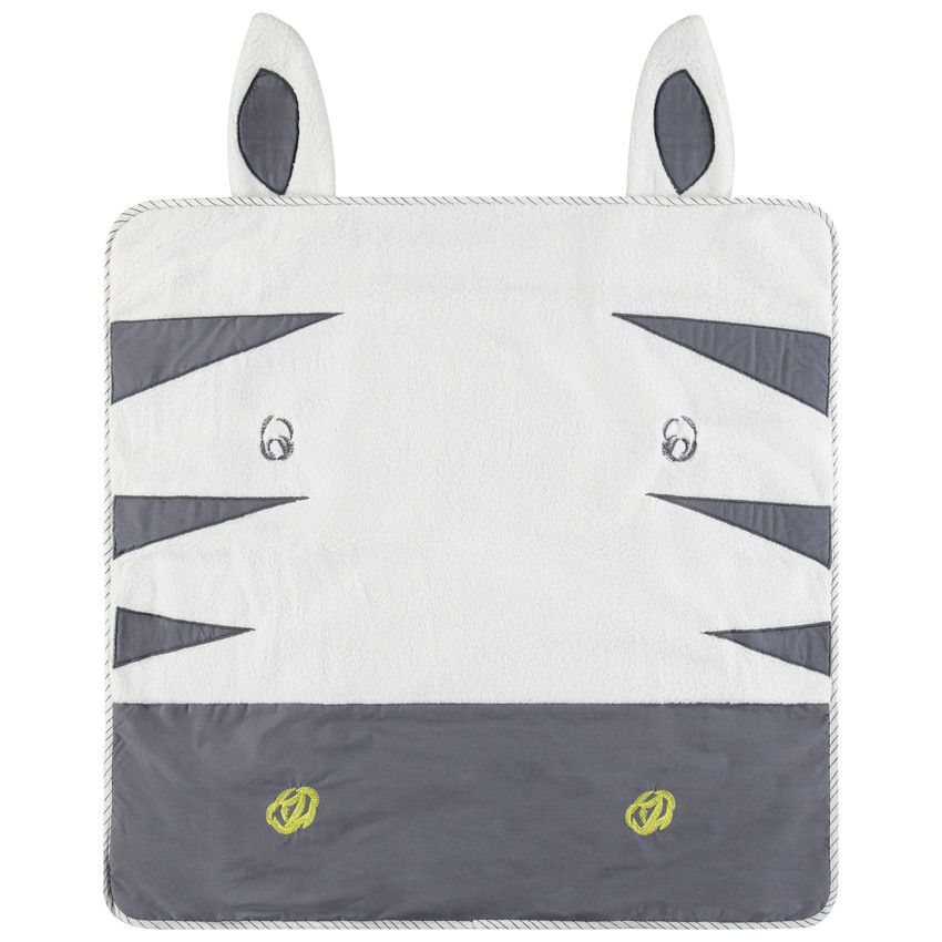 Couverture en popeline et sherpa motif zèbre - Gris