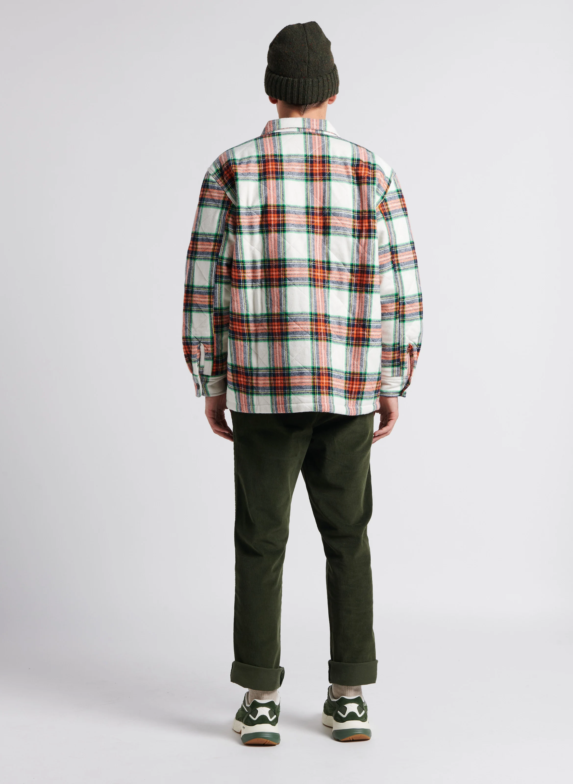 Veste col classique à carreaux en coton| Multicolore