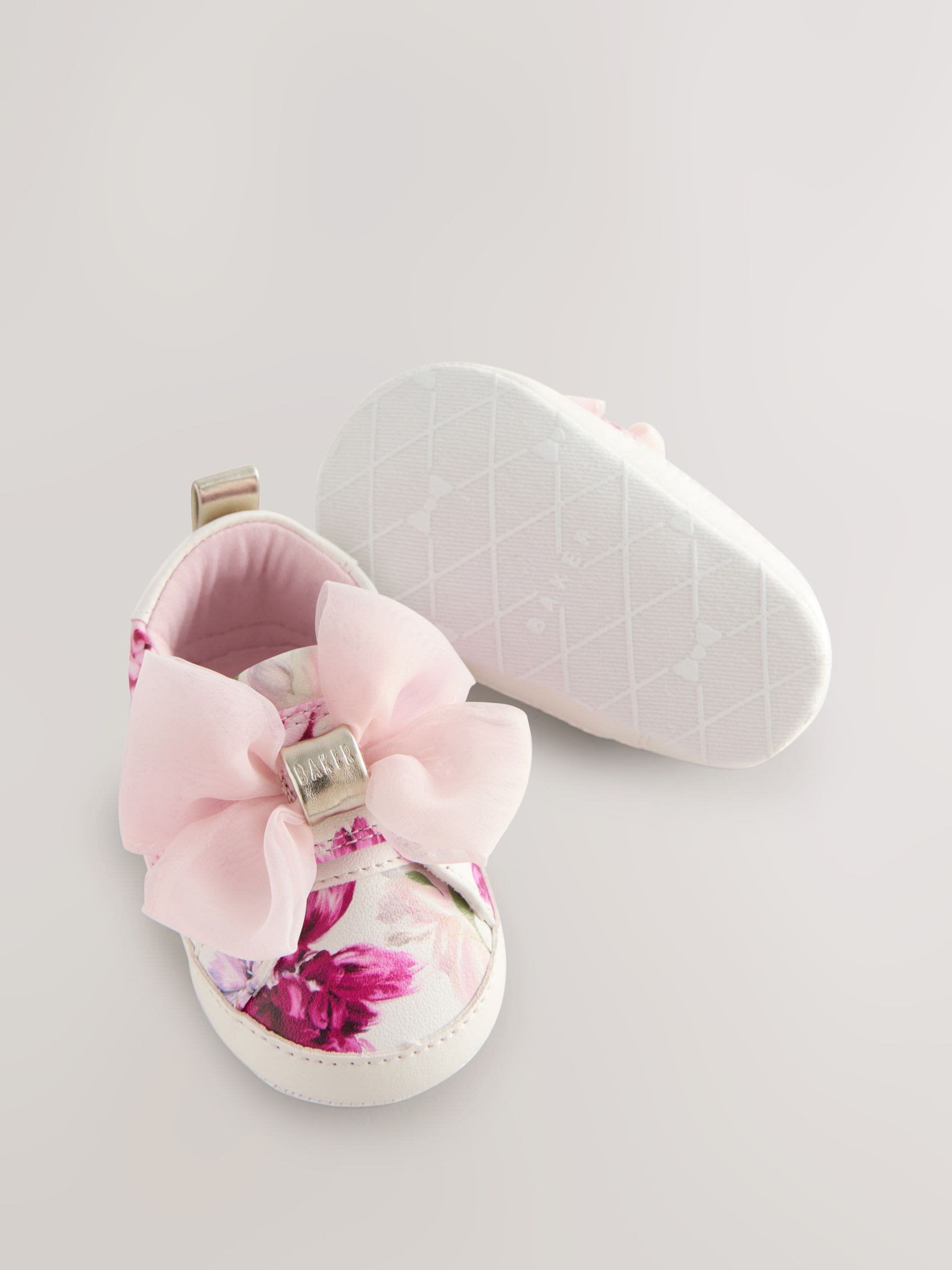Felroze / wit - Baker by Ted Baker - Organza strik Padders trainers voor babymeisjes