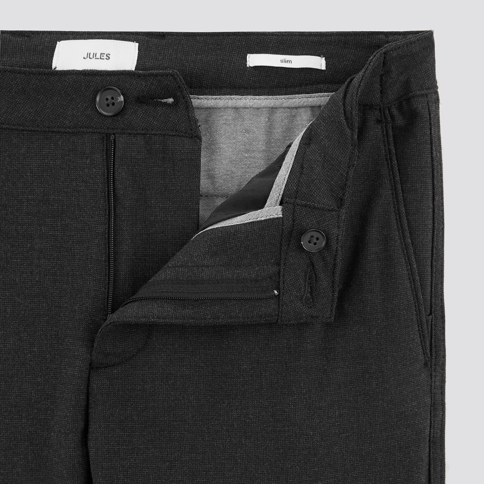 Pantalon chino slim elastiqué reliefé Gris foncé