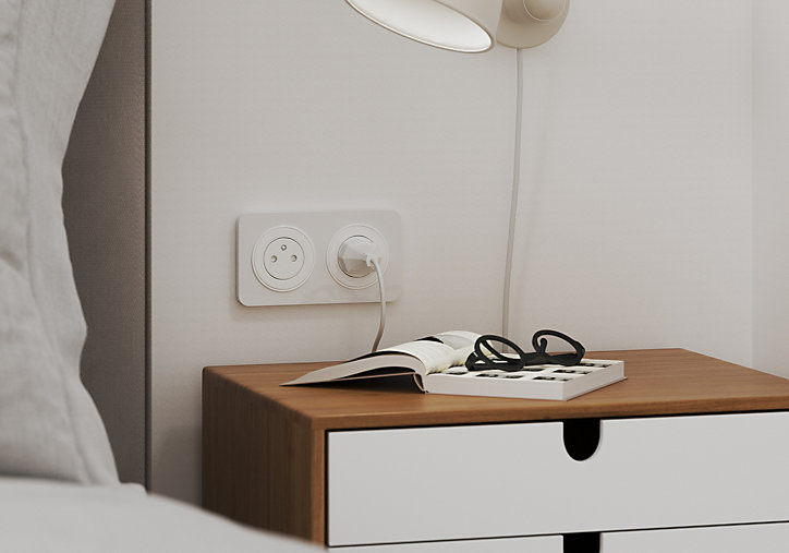 Double prise avec terre Jacobsen Espen blanc composable