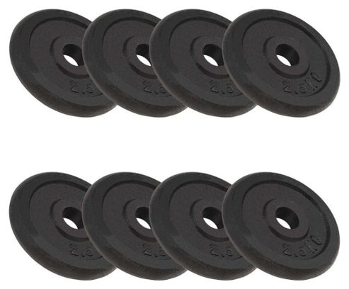Plaque de poids 8 pièces 8 x 2 5 kg fonte haltères fitness musculation 02_0000765