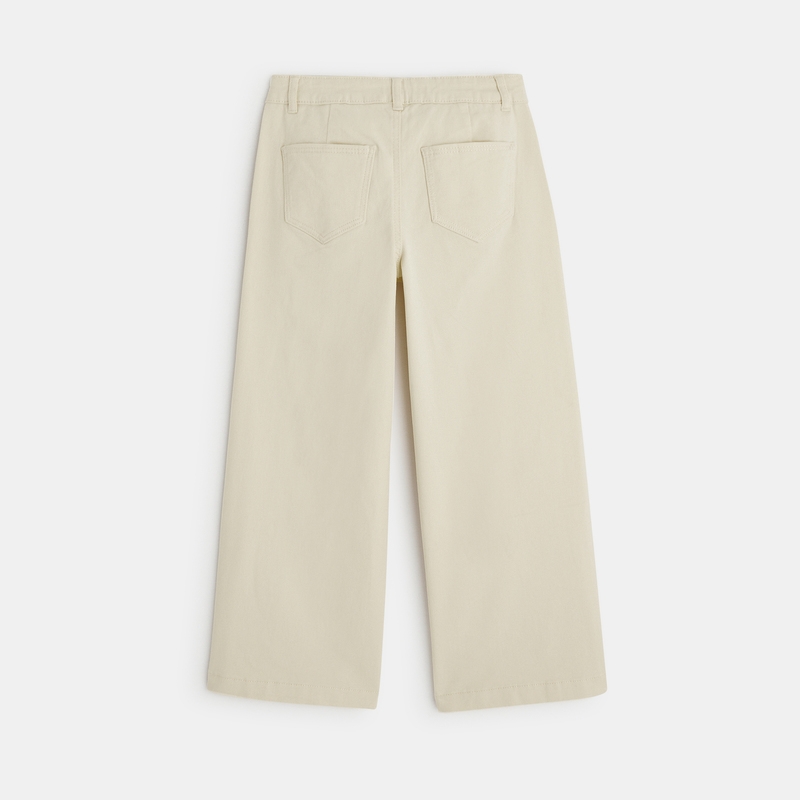 Pantalon large toile stretch blanc fille