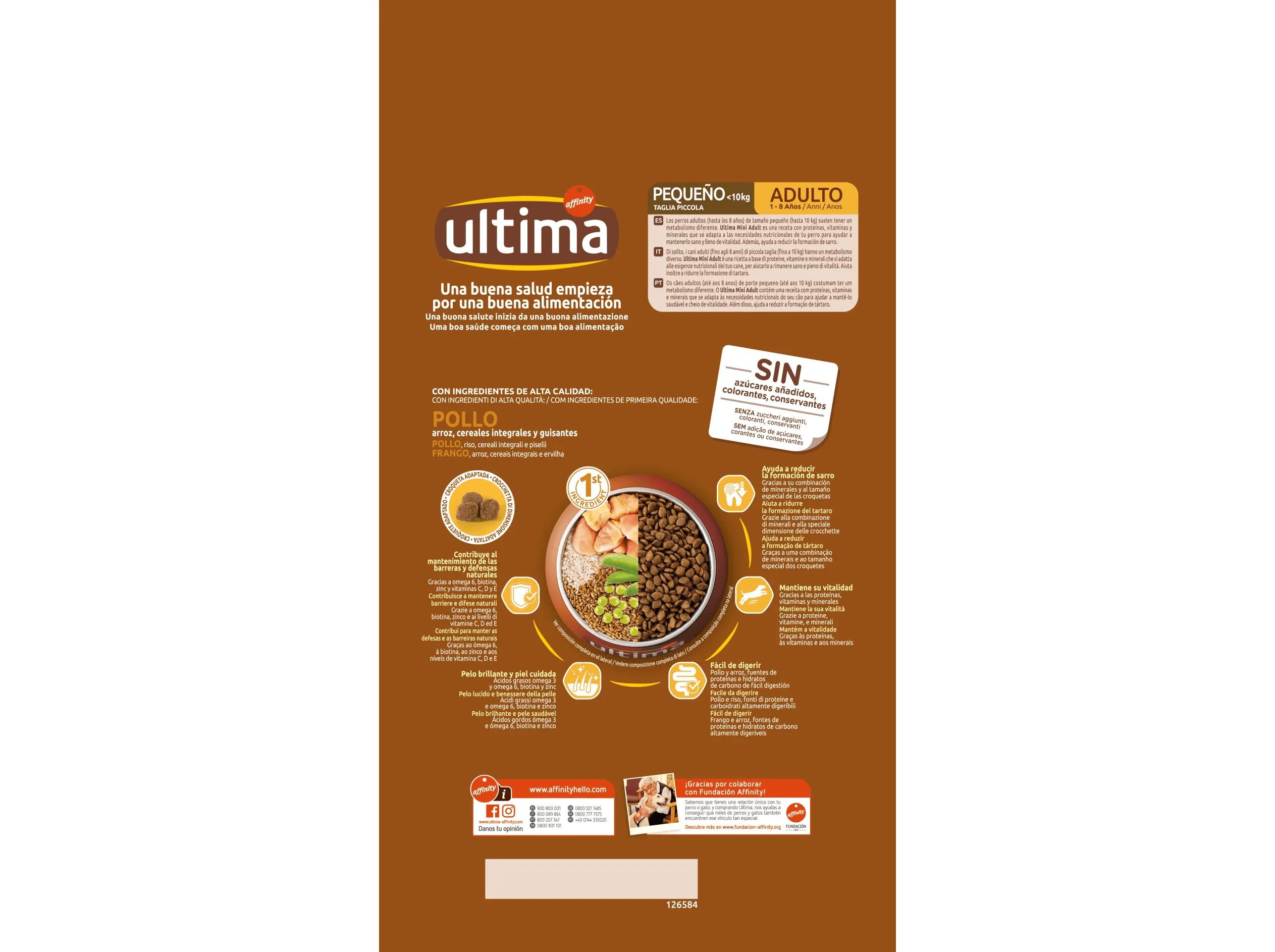 RAÇÃO CÃO MINI ADULTO ULTIMA FRANGO 800G