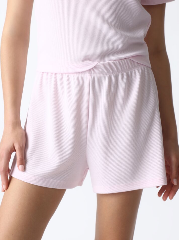 Shorts de pijama canelados - Rosa