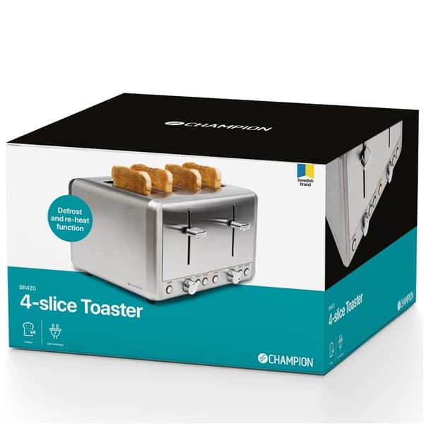 Champion Brødrister 4 plater 1000W BR420 Rustfritt stål