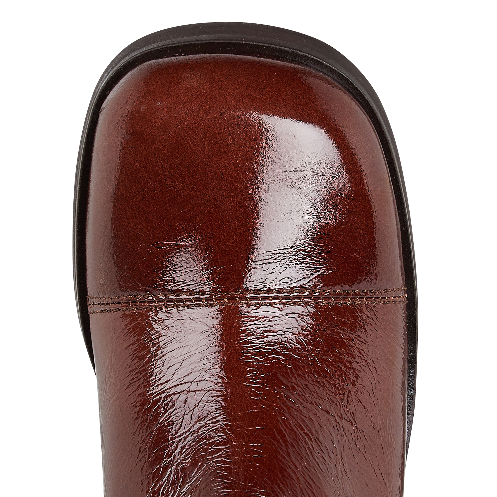 Bottines à talons en cuir verni| Marron