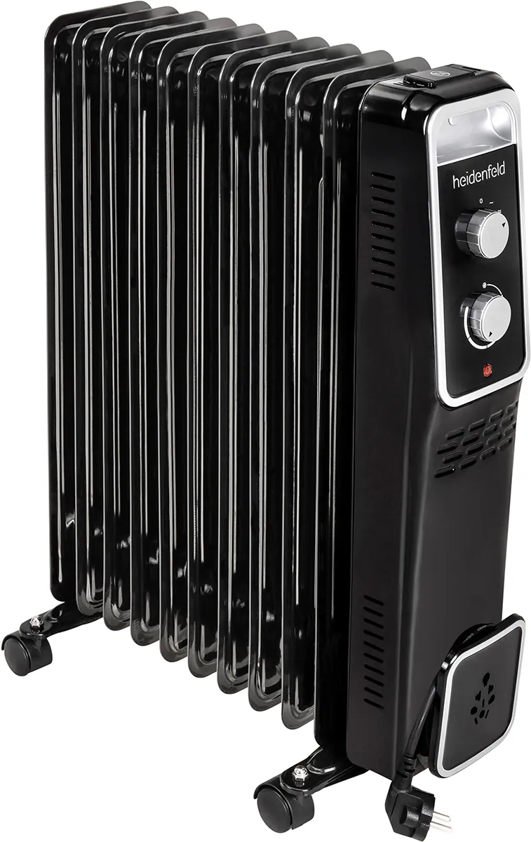 Heidenfeld Ölradiator ÖR100, Thermostat, 1000-2500 Watt, stufenweise Regulierung, 3 Jahre Garantie