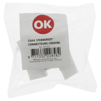 OK Coax Stekkerset Male/ Female Wit