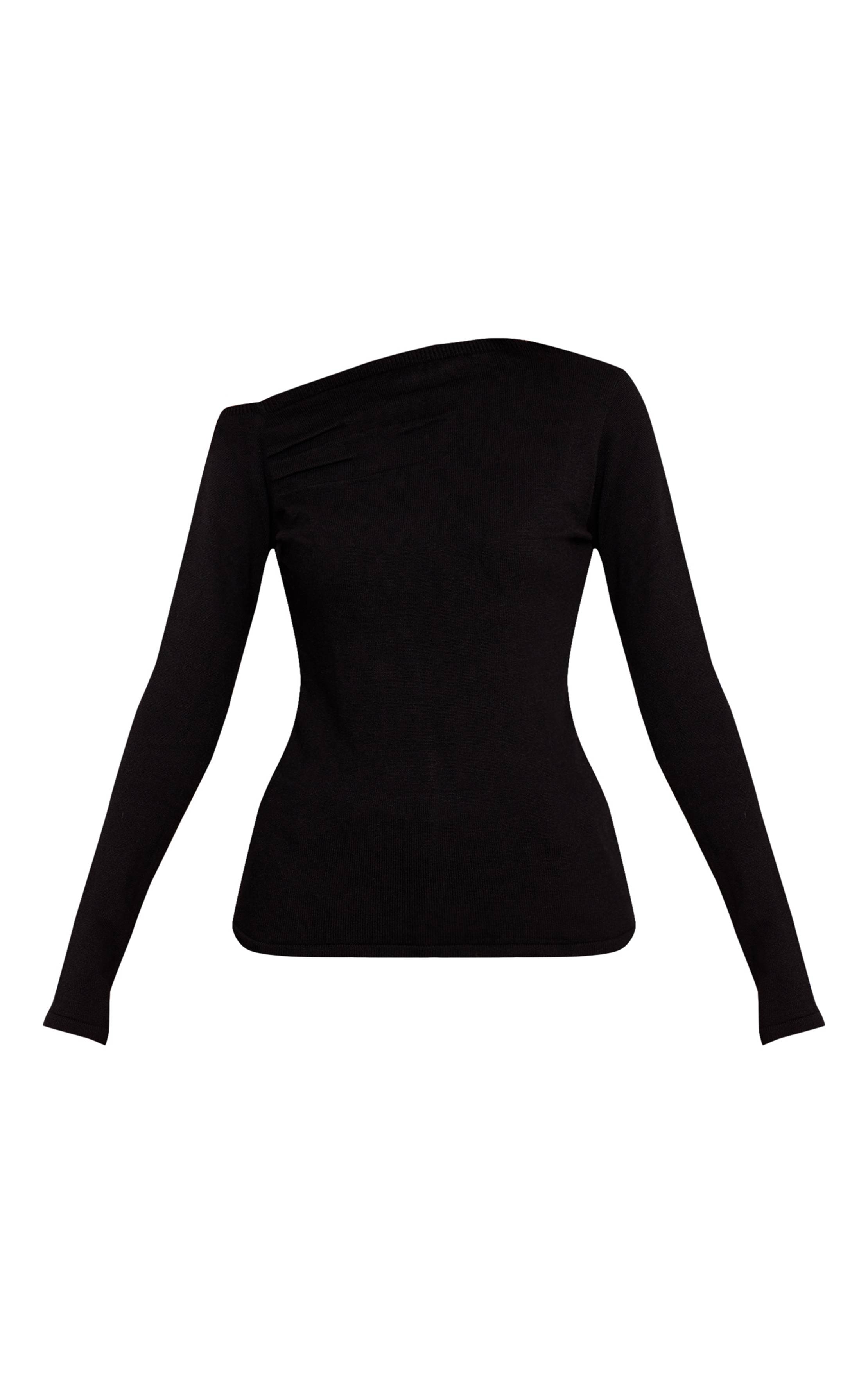 Noir Haut En Maille Asymétrique