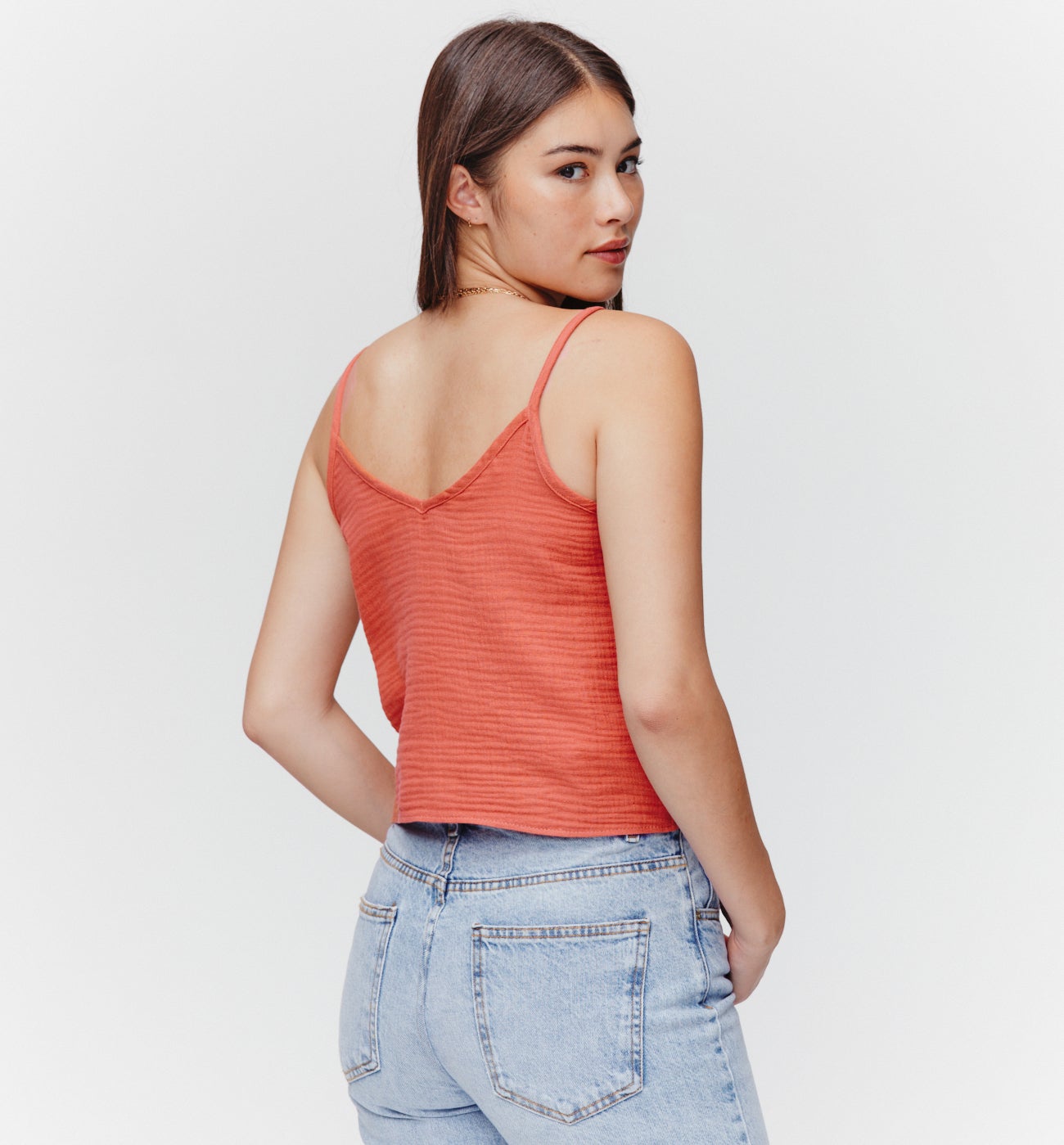 Top en gaze de coton - Terre de sienne