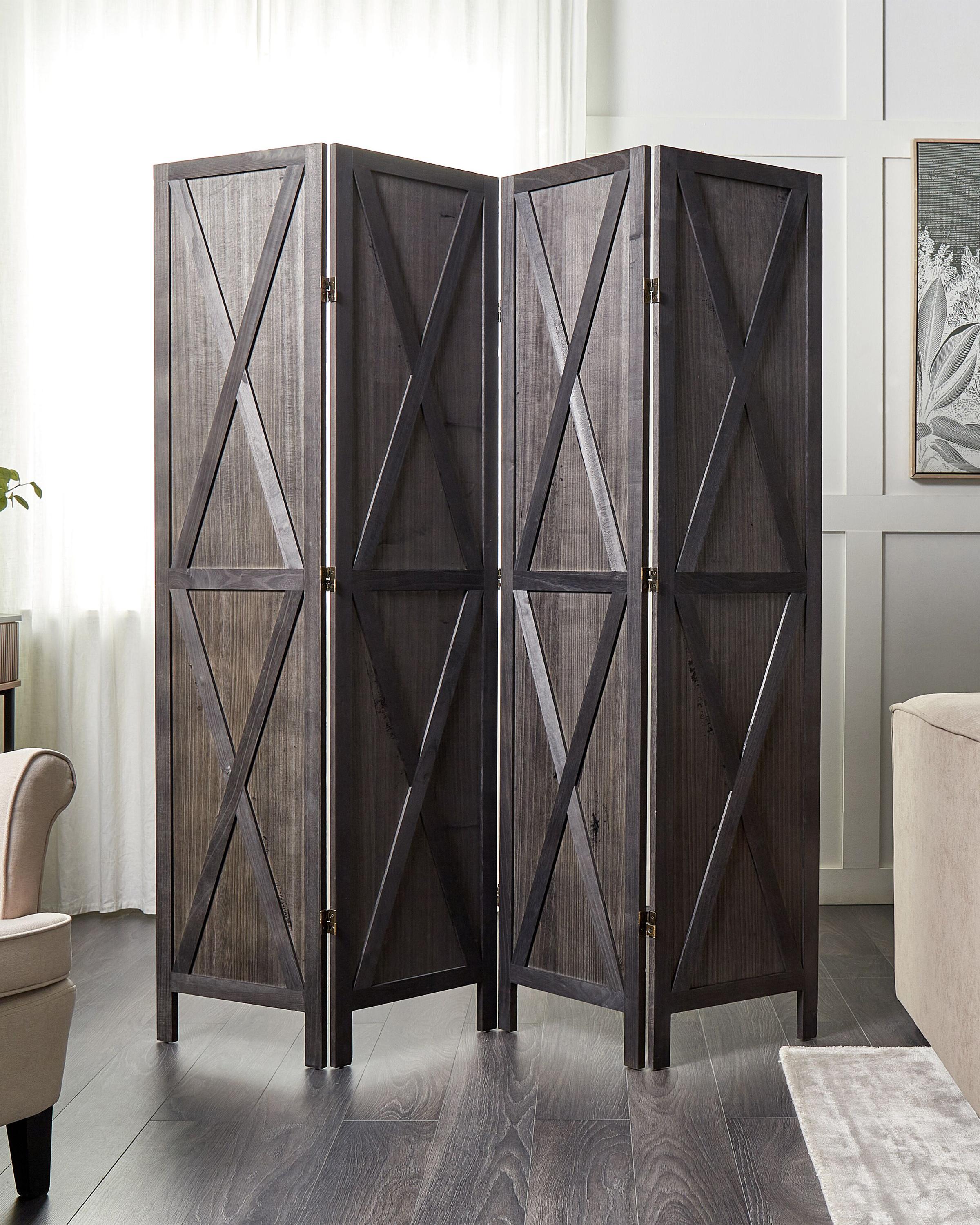Roomdivider met 4 panelen RIDANNA Donkerbruin 163 cm 170 cm