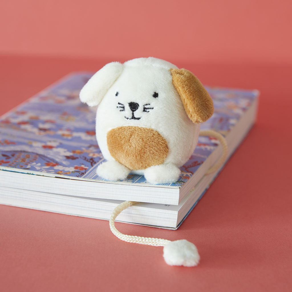 Marcador de livros Balvi Woof, branco, divertido, em formato de cachorro, poliéster.