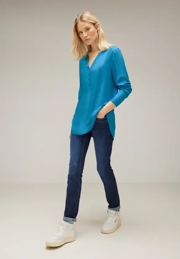Longbluse in Unifarbe - alaska blue