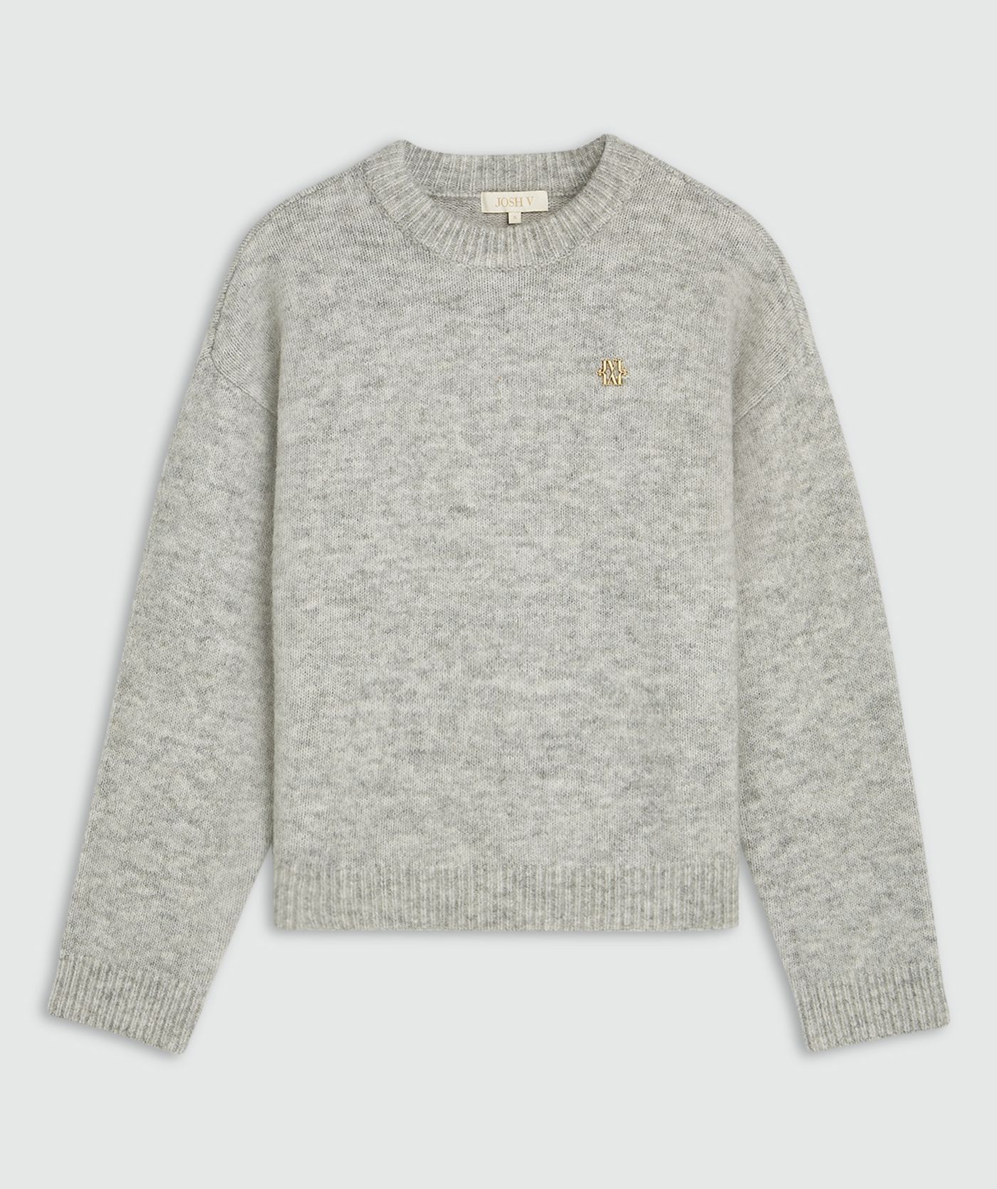 JV-IZE oversized sweater met logo - grey melange
