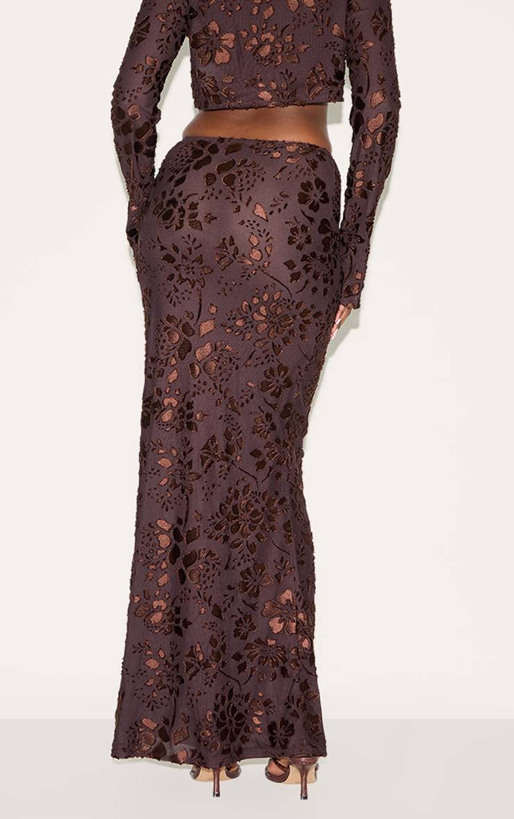 Chocolat Jupe Longue Transparente À Motif Floral