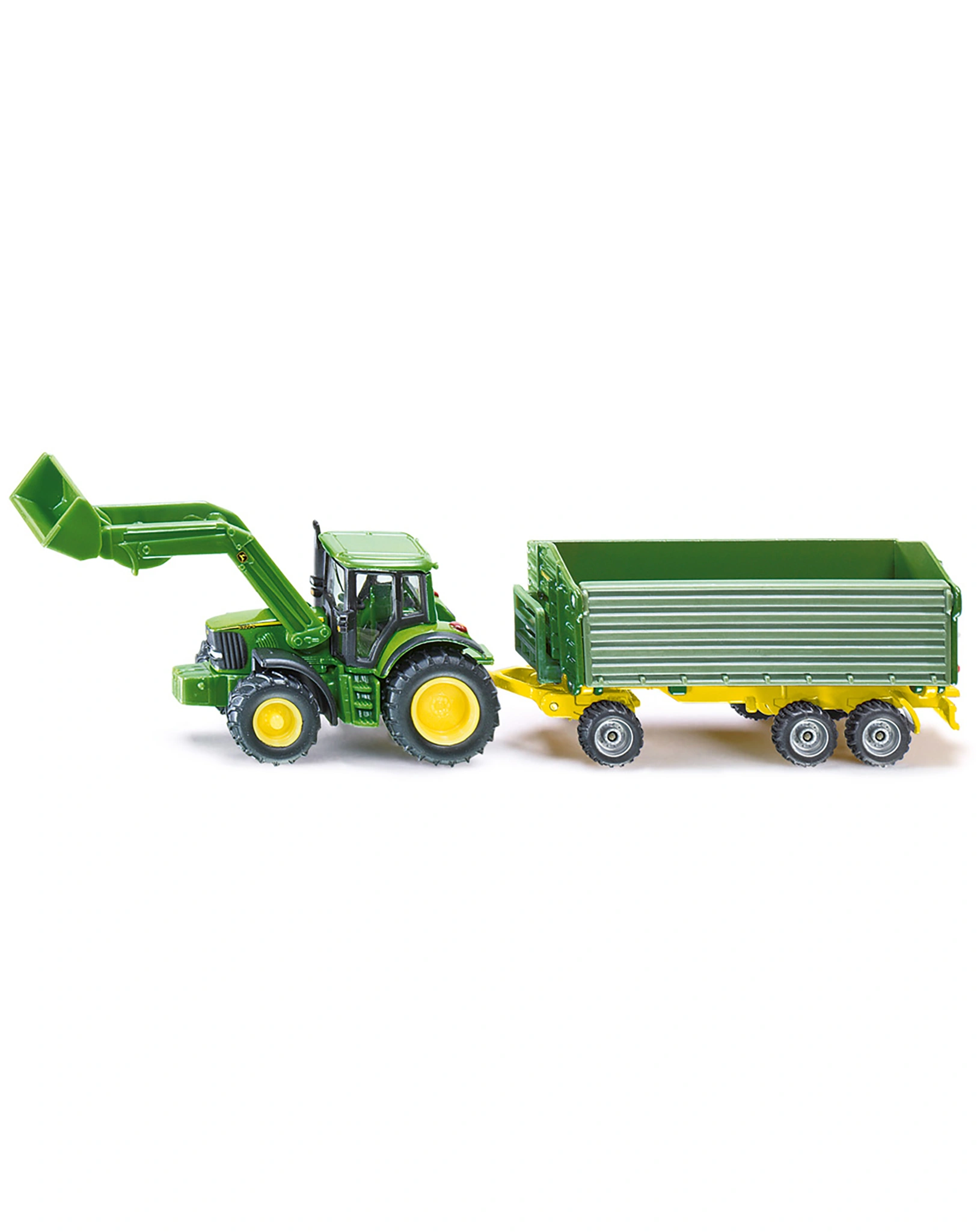 SIKU John Deere m. Frontlader und Anhänger