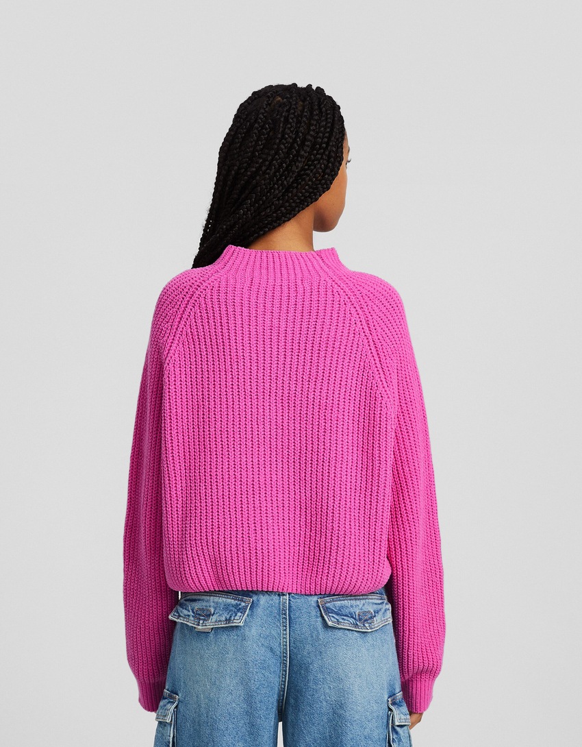 Suéter de chenille com gola alta