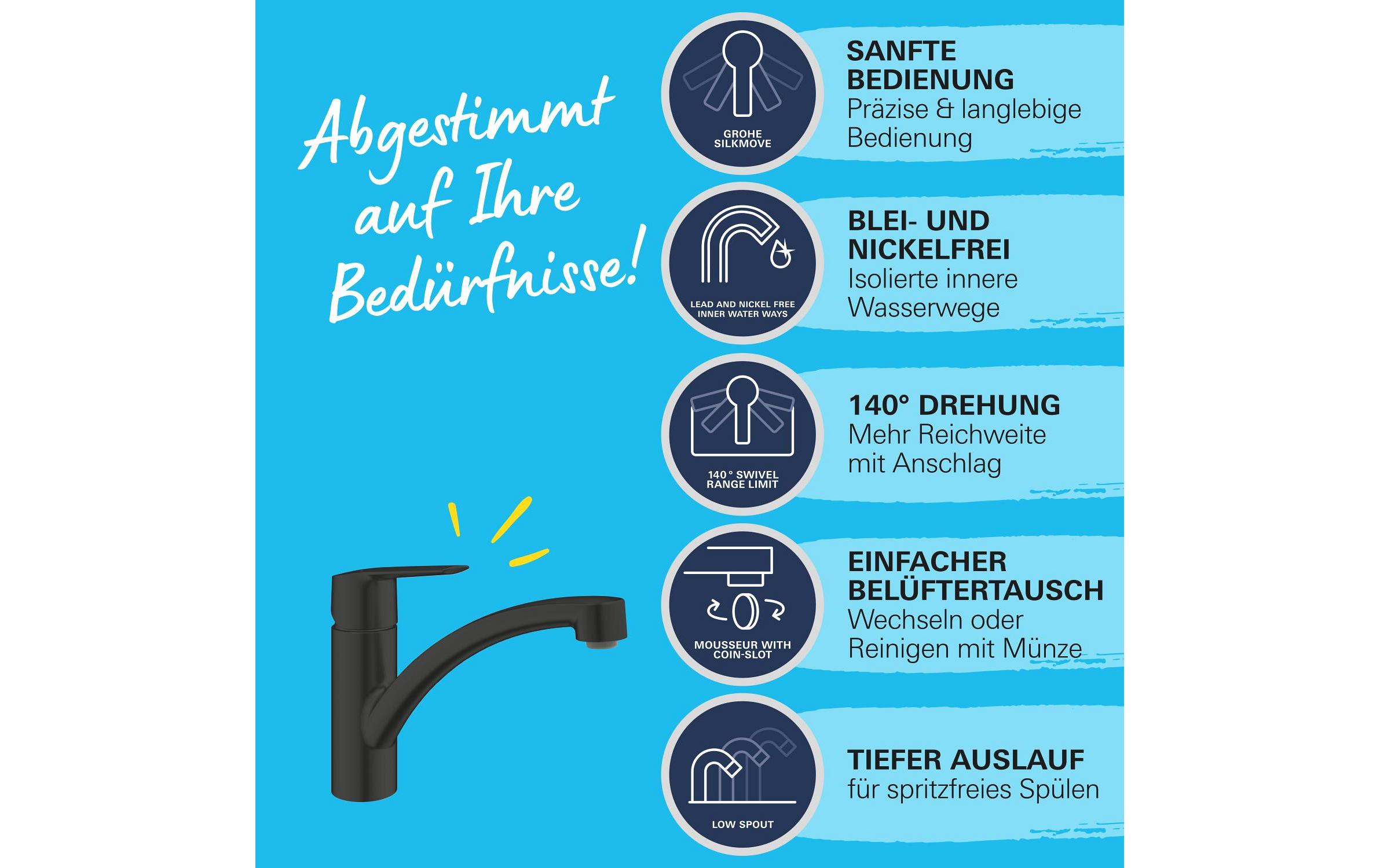 Küchenarmatur Start Mattschwarz<br>Einhand-Spültischbatterie
