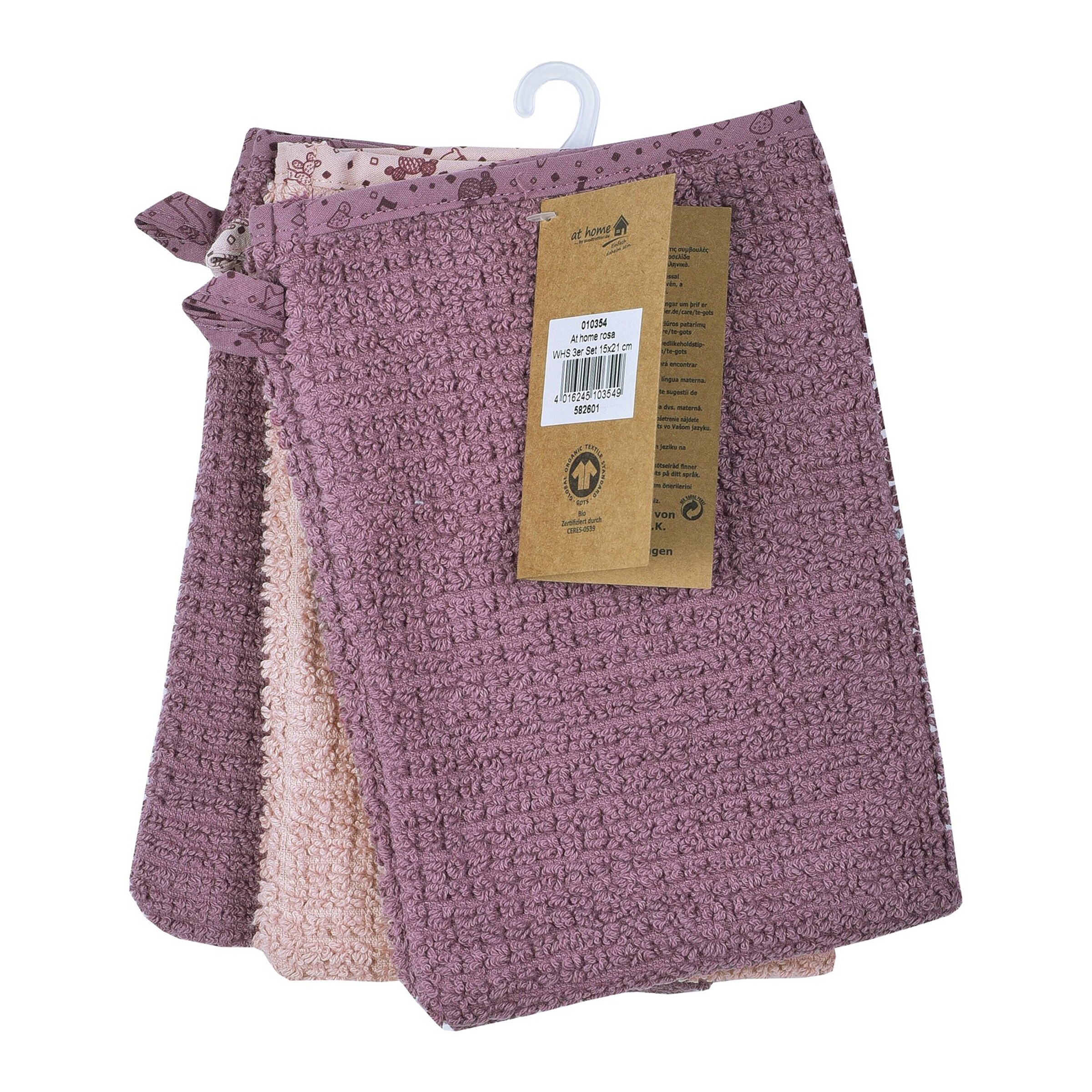 Wörner 3er-Pack Waschlappen 15x21 cm altrosa