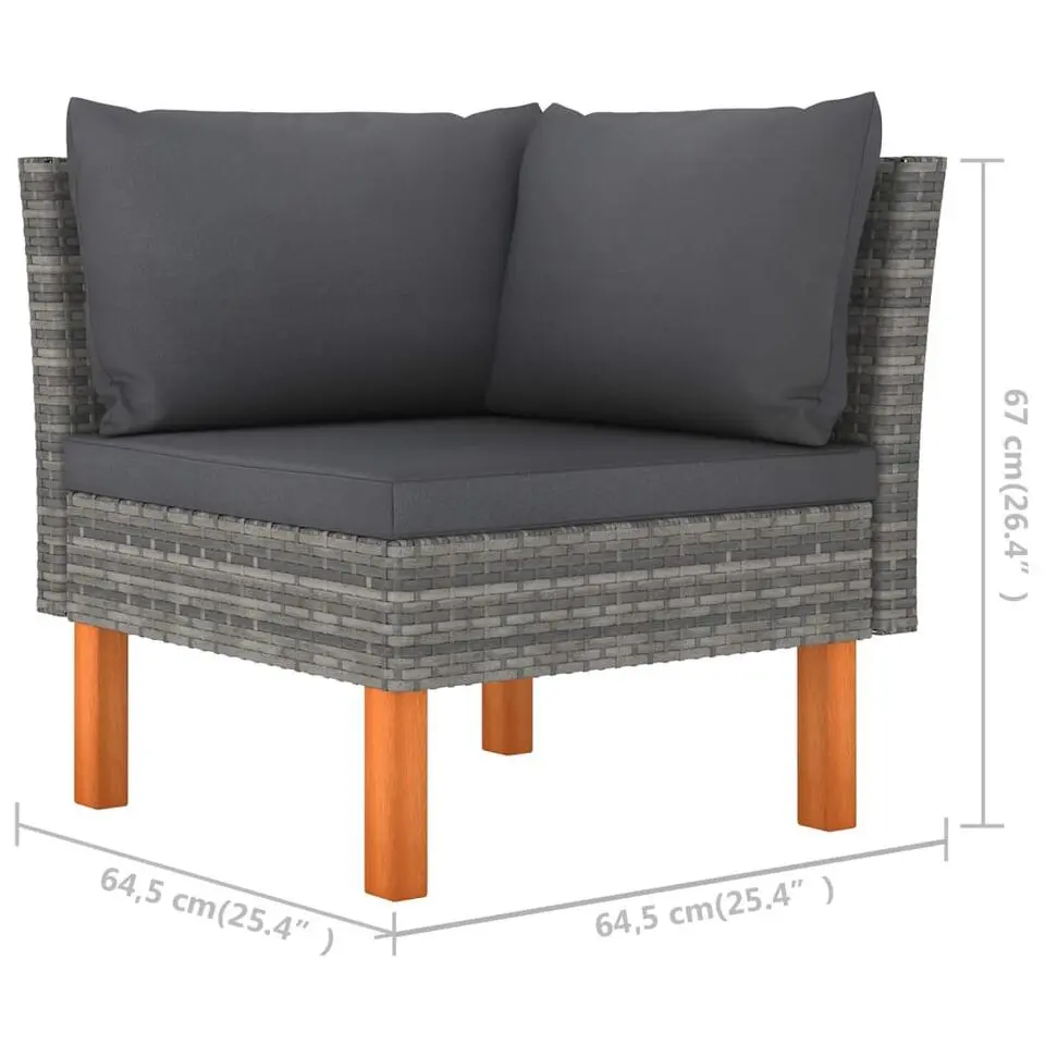 vidaXL - Loungeset - Grijs - Poly rattan - 4 stuks - Met kussens