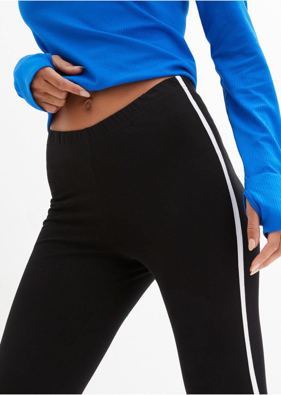 Legging de sport avec rayures contrastantes, longueur cheville