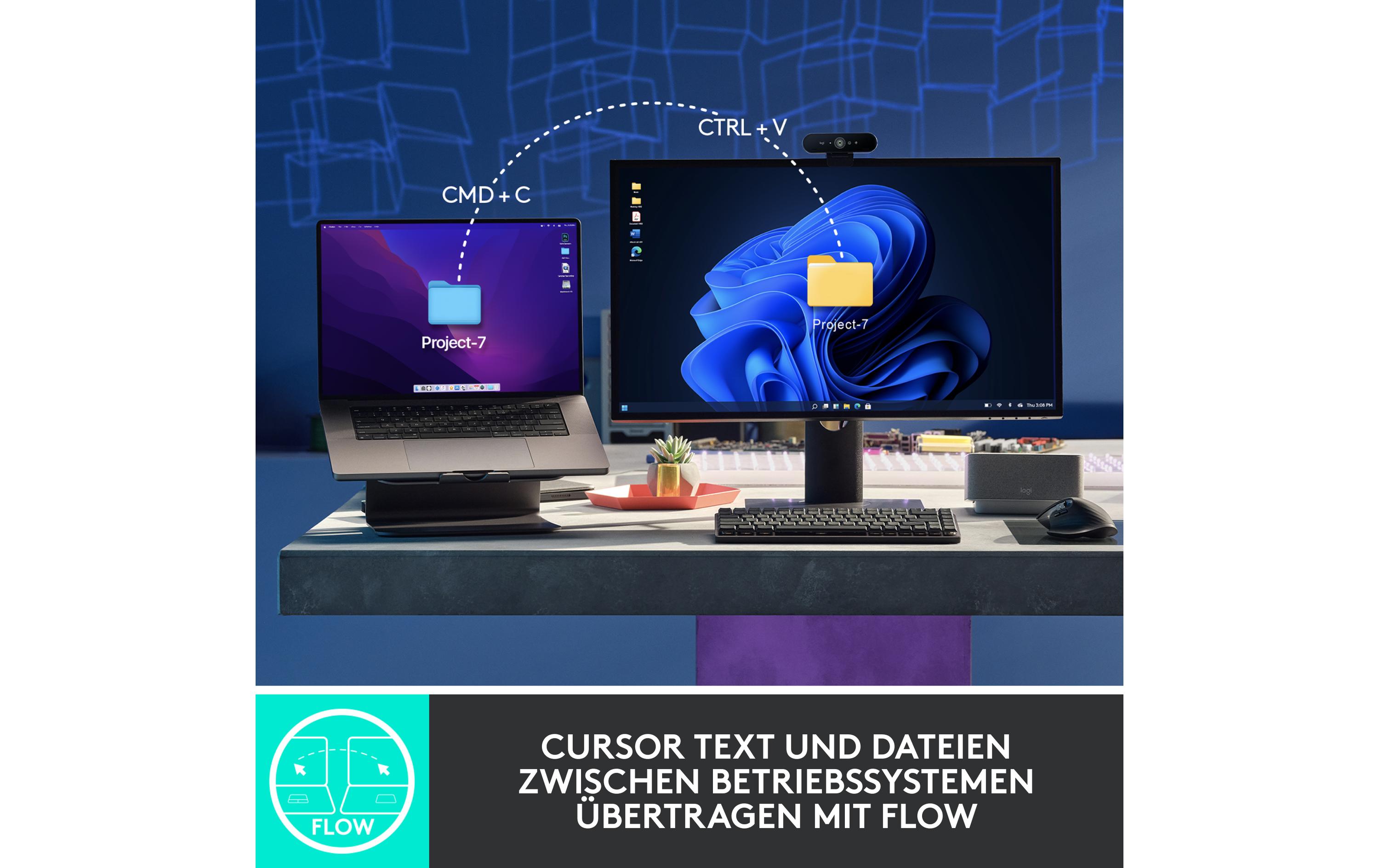 Maus MX Master 3S Pale GreyKabellose Präzisionsmaus mit «Logitech Flow»-Technologie und leisen Klickgeräuschen