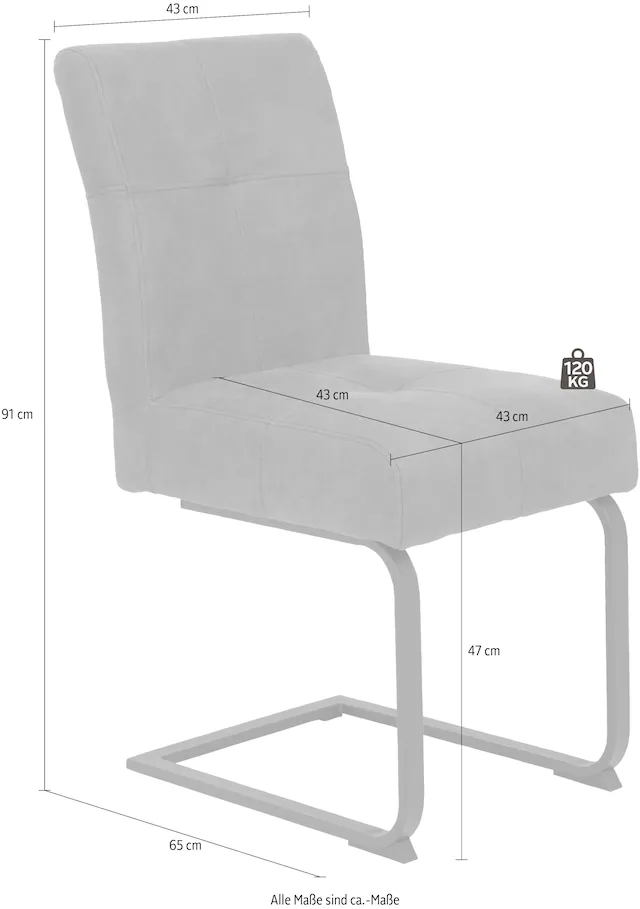 HELA Esszimmerstuhl »Luise S Schwingstuhl, Freischwinger, TOPSELLER! 2er-Set« (Set) 2 Stk.Sitz mit Federkern, Extra dicke Polsterung, Küchenstuhl, OTTOs Choice