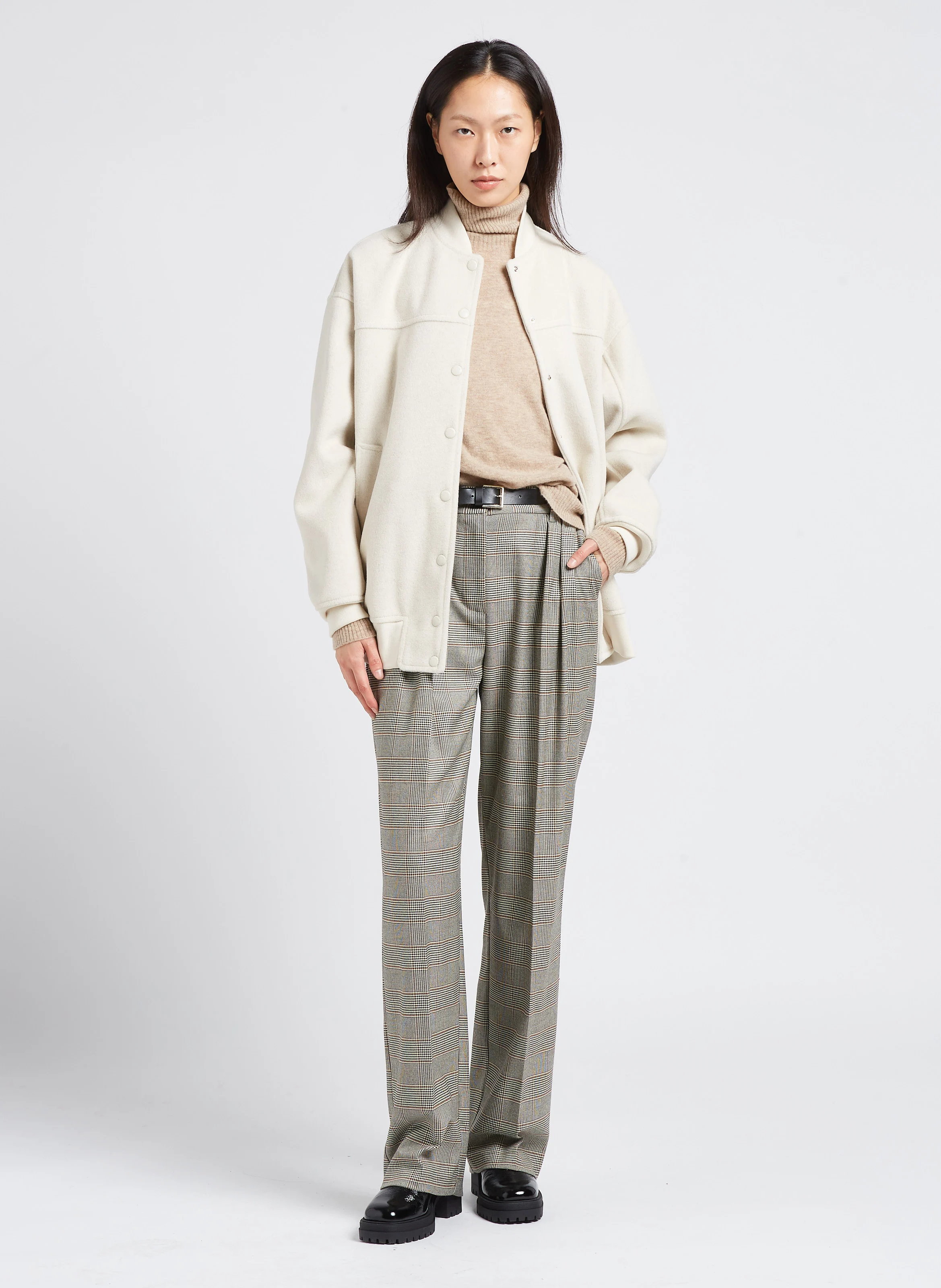Veste oversize col montant| Blanc