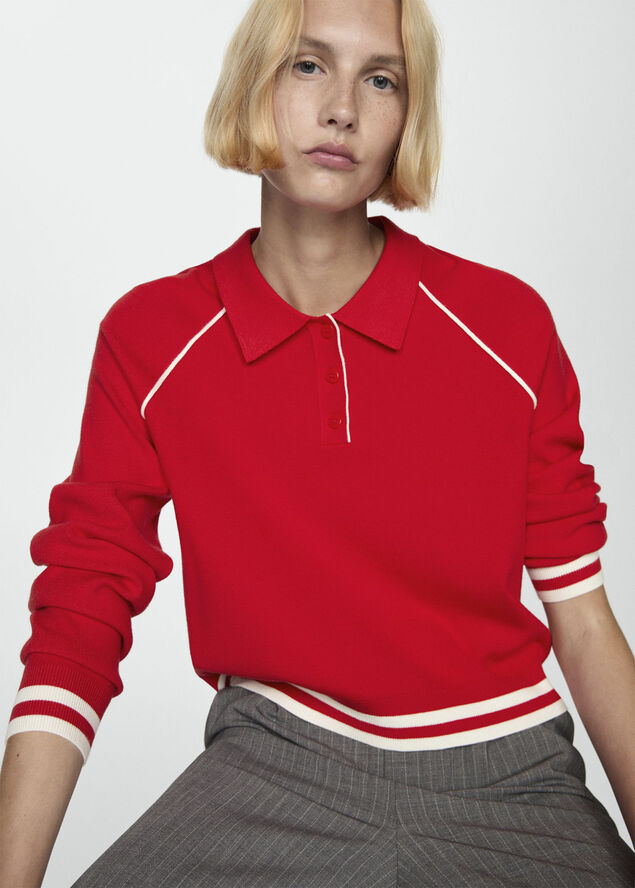 MANGO Contrast-edge sweater Red
