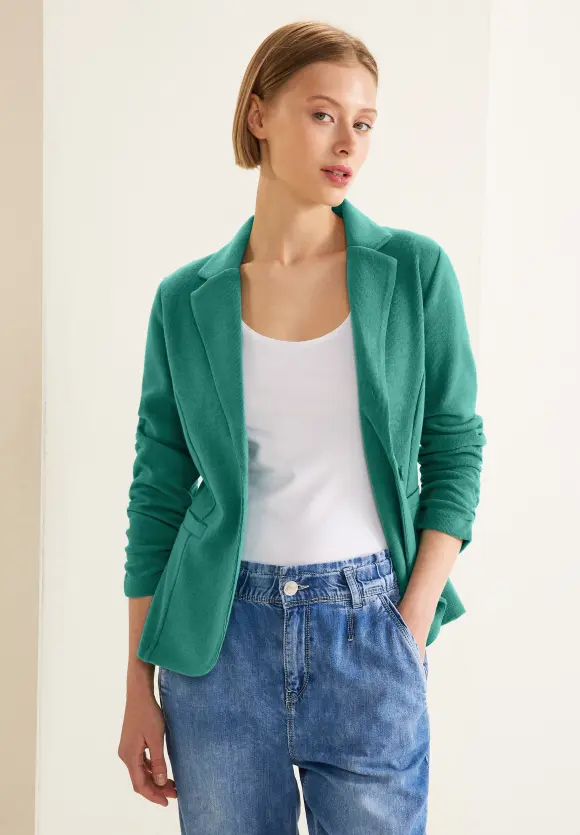 Basic Blazer mit Raffungen - lagoon green
