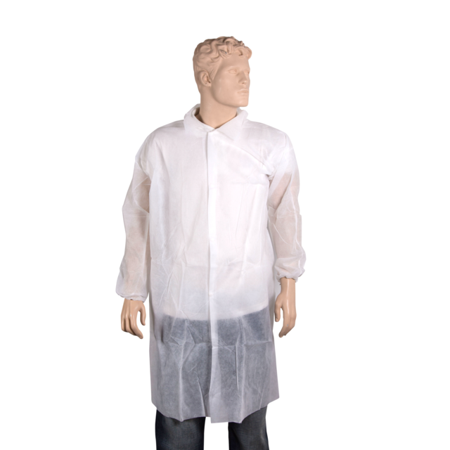 ComFort Bezoekersjas, XL, drukknoop, PP, wit
