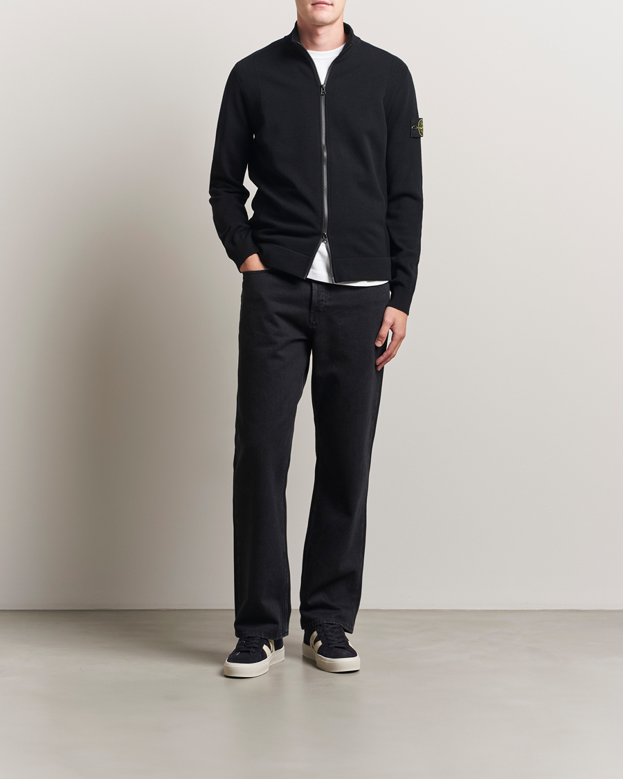 Stone Island Stretch Wool Zip Cardigan Black
