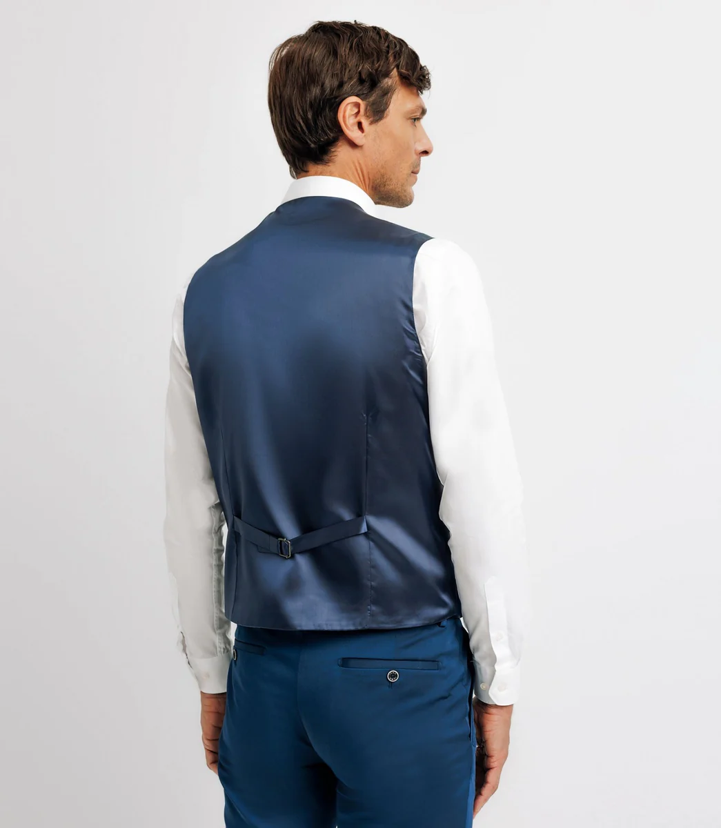 Gilet de costume tissu technique bleu