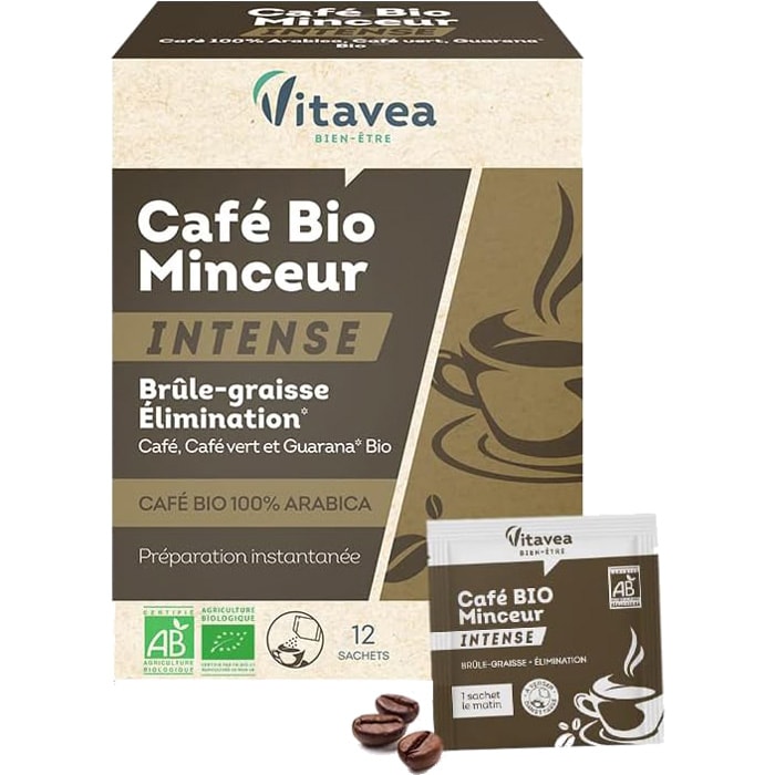 Café minceur bio - Guarana & café vert - 3 x 12 sachets