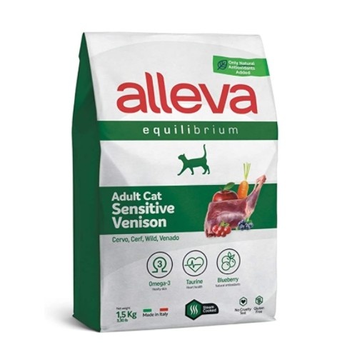 Ração para gatos Alleva Equilibrium sem glúten, sabor carne de veado