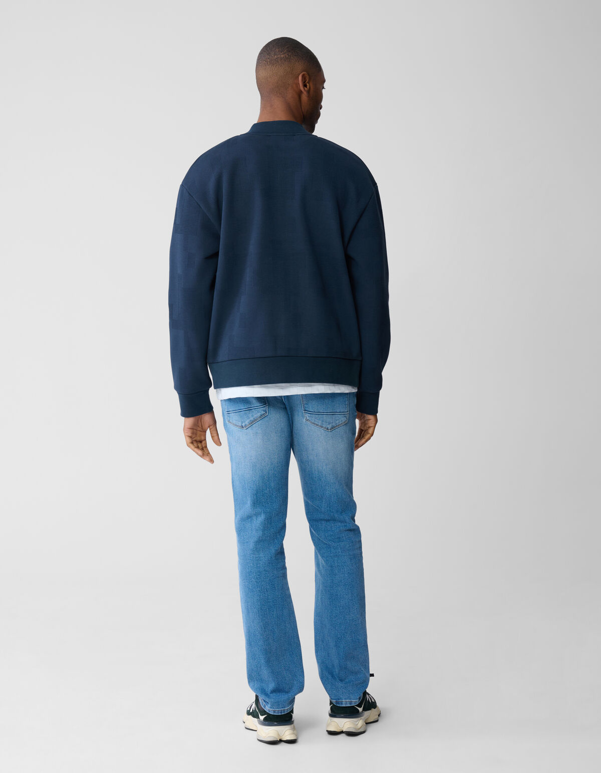Jacquard Bomber Jack Donkerblauw
