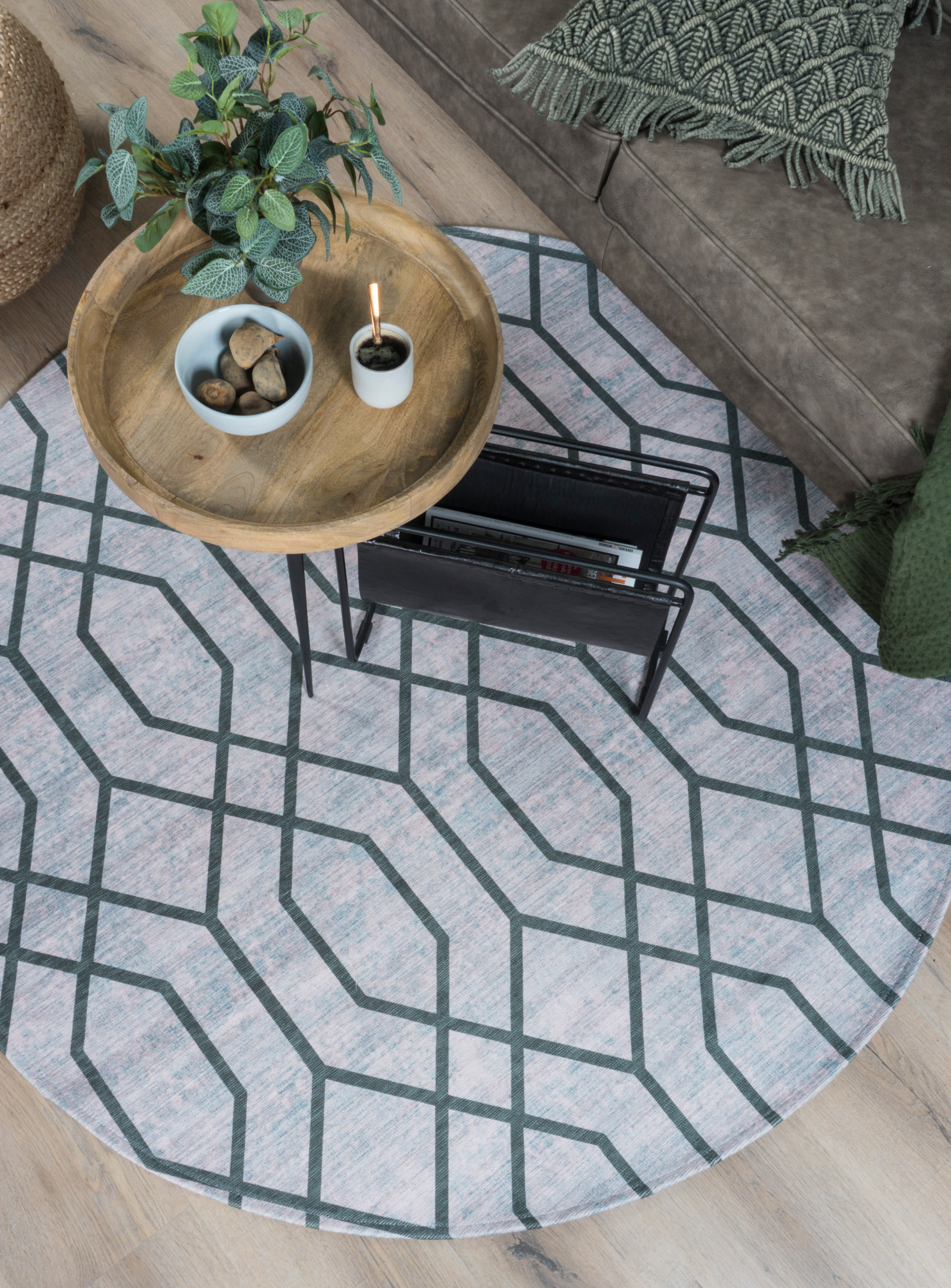 Vloerkleed Pattern Groen Rond ø200 cm